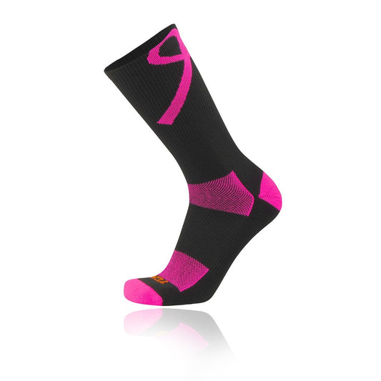 TCK® Elite Aware Breast Cancer Ribbon Crew Socks: Black / Hot Pink, women’s crew socks, breast cancer ribbon, moisture control, team socks