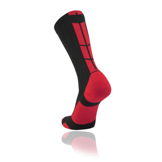 TCK® Baseline 3.0 Elite Home Colors W/Back Stripe Crew Socks: Black Scarlet, team socks, crew socks, baseball socks