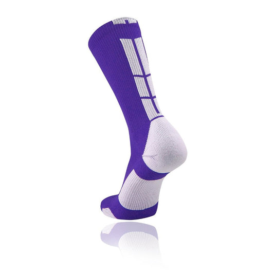 TCK® Baseline 3.0 Elite Home Colors W/Back Stripe Crew Socks: Purple White, team socks, crew socks, baseball socks