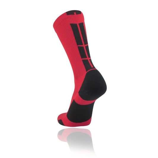 TCK® Baseline 3.0 Elite Home Colors W/Back Stripe Crew Socks: Scarlet Black, team socks, crew socks, baseball socks