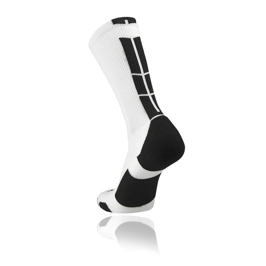 TCK® Baseline 3.0 Elite Home Colors W/Back Stripe Crew Socks: White Black, team socks, crew socks, baseball socks
