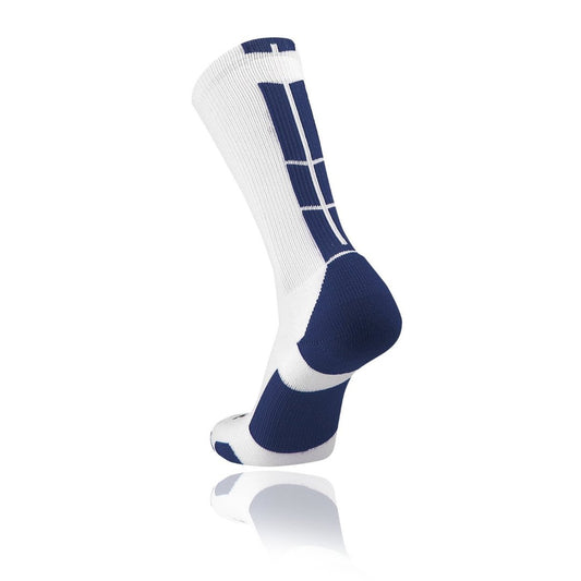 TCK® Baseline 3.0 Elite Home Colors W/Back Stripe Crew Socks: White Navy, team socks, crew socks, baseball socks