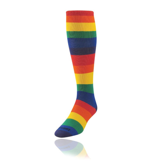 TCK Krazisox Elite Rainbow Stripes Knee High Socks, over the calf socks, fun dress socks, odor control, team socks, knee high socks
