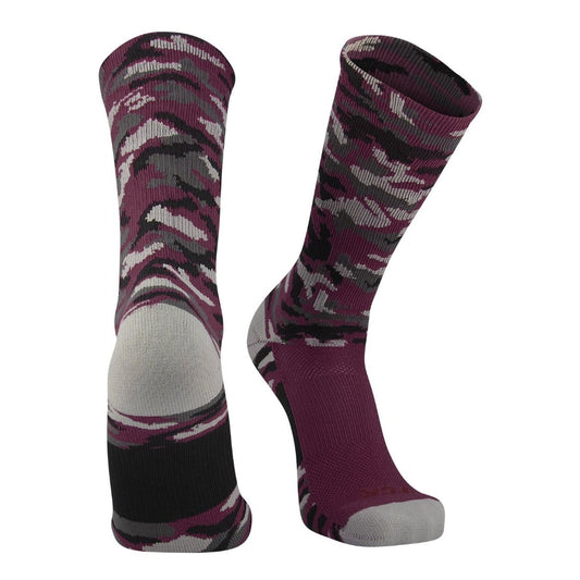 TCK® Woodland Camo Elite proDRI Crew Socks: Maroon, Crew socks, sports socks, camo socks, team socks