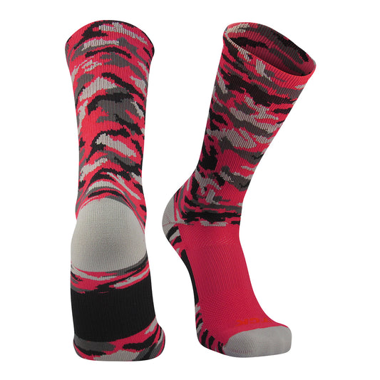 TCK® Woodland Camo Elite proDRI Crew Socks: Scarlet, Crew socks, sports socks, camo socks, team socks